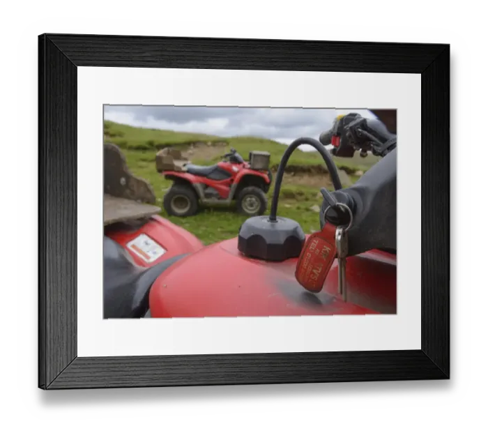 Framed Print : Close-up of keys in Honda quadbike on farm, Chipping, Lancashire, England, August Framed Print : Close-up of keys in Honda quadbike on farm, Chipping, Lancashire, England, August