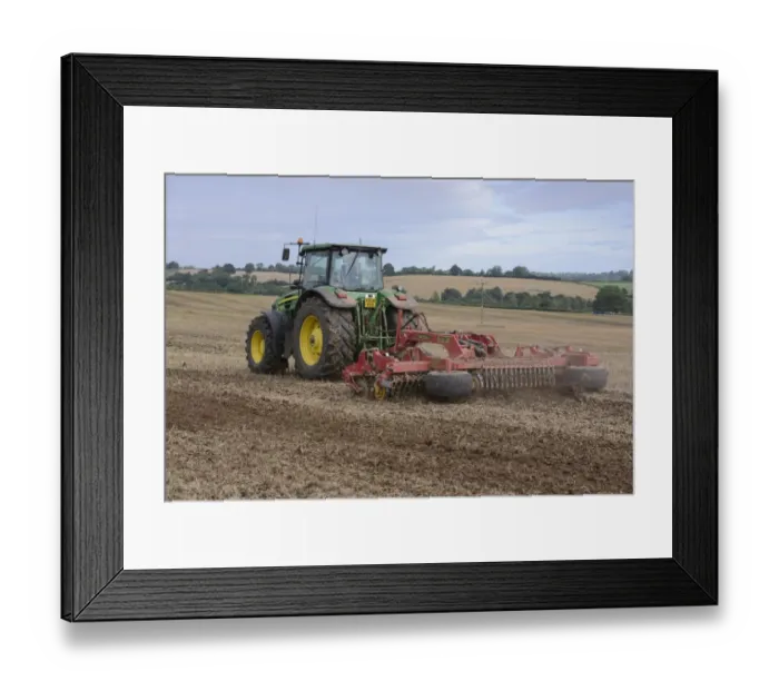 Framed Print : John Deere 7930 tractor with Vaderstad disc cultivator, cultivating arable field, Bridgnorth, Shropshire, England