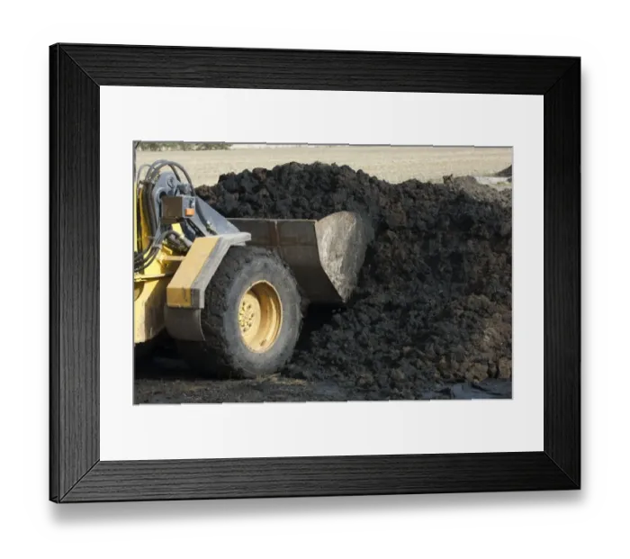 Framed Print : Volvo L50 D wheel loader, loading muck into bucket, to load muck spreader, Sweden, autumn Framed Print : Volvo L50 D wheel loader, loading muck into bucket, to load muck spreader, Sweden, autumn