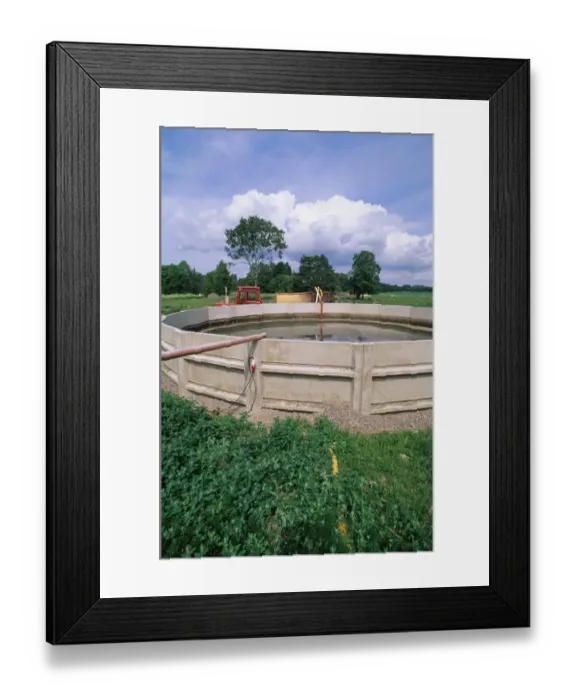 Framed Print : Concrete sided slurry lagoon on farm, Sweden Framed Print : Concrete sided slurry lagoon on farm, Sweden