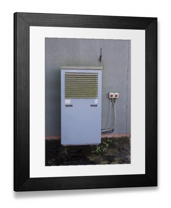 Framed Print : Pig farming, air source heat pump, first to be used on pig unit in country, Lancashire, England, November Framed Print : Pig farming, air source heat pump, first to be used on pig unit in country, Lancashire, England, November