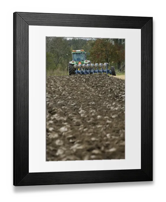 Framed Print : John Deere 8400 tractor pulling eight furrow reversible plough, ploughing stubble field, Sweden, autumn Framed Print : John Deere 8400 tractor pulling eight furrow reversible plough, ploughing stubble field, Sweden, autumn