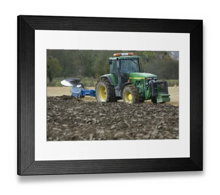 Framed Print : John Deere 8400 tractor pulling eight furrow reversible plough, ploughing stubble field, Sweden, autumn Framed Print : John Deere 8400 tractor pulling eight furrow reversible plough, ploughing stubble field, Sweden, autumn