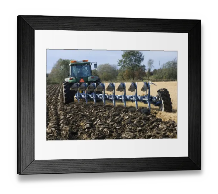 Framed Print : John Deere 8400 tractor pulling eight furrow reversible plough, ploughing stubble field, Sweden, autumn Framed Print : John Deere 8400 tractor pulling eight furrow reversible plough, ploughing stubble field, Sweden, autumn