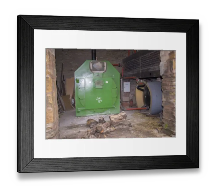 Framed Print : Pig farming, biomass boiler providing heat for pig unit, Yorkshire, England, October Framed Print : Pig farming, biomass boiler providing heat for pig unit, Yorkshire, England, October
