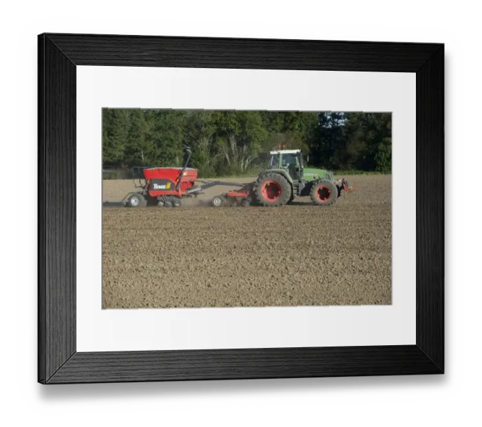 Framed Print : Fendt 820 with Tume seed drill and cultipack, sowing arable field, Sweden, september Framed Print : Fendt 820 with Tume seed drill and cultipack, sowing arable field, Sweden, september