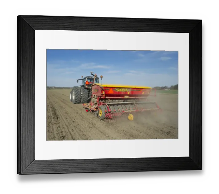Framed Print : Valtra tractor with Vaderstad Rapid 400C seed drill, drilling arable field, Sweden, may Framed Print : Valtra tractor with Vaderstad Rapid 400C seed drill, drilling arable field, Sweden, may