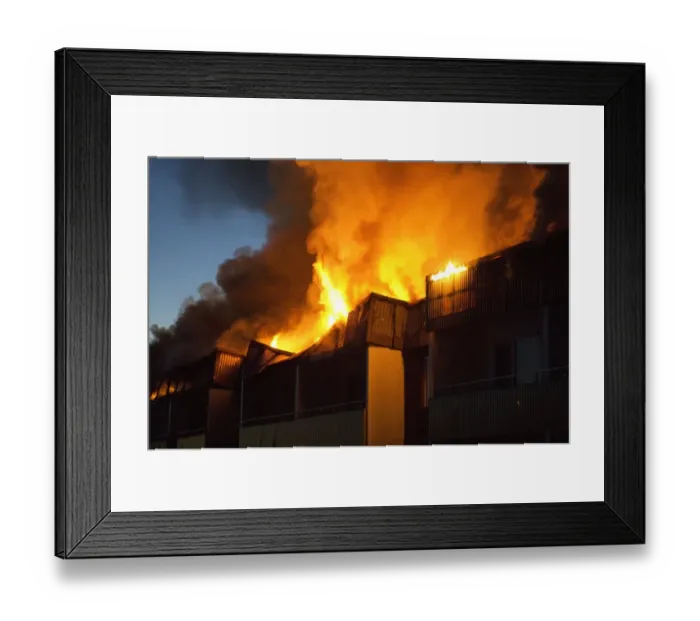 Framed Print : Fire in block of flats, Tierp, Uppsala, Sweden Framed Print : Fire in block of flats, Tierp, Uppsala, Sweden