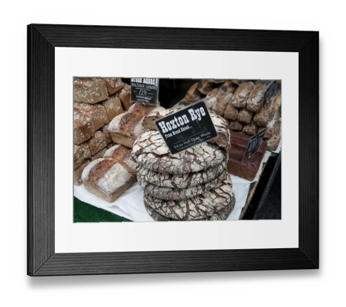 Framed Print : Artisan rye bread for sale at city market, Borough Market, Southwark, London, England, April Framed Print : Artisan rye bread for sale at city market, Borough Market, Southwark, London, England, April