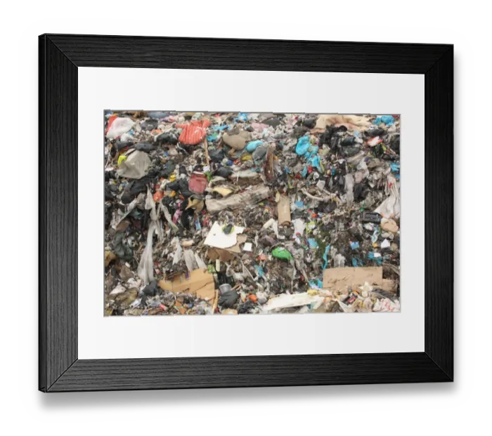 Framed Print : Household waste on landfill tip, Dorset, England, February Framed Print : Household waste on landfill tip, Dorset, England, February