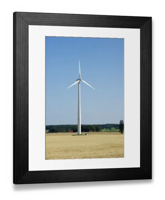 Framed Print : Wind turbine in arable farmland, Sodermanland, Sweden, august Framed Print : Wind turbine in arable farmland, Sodermanland, Sweden, august