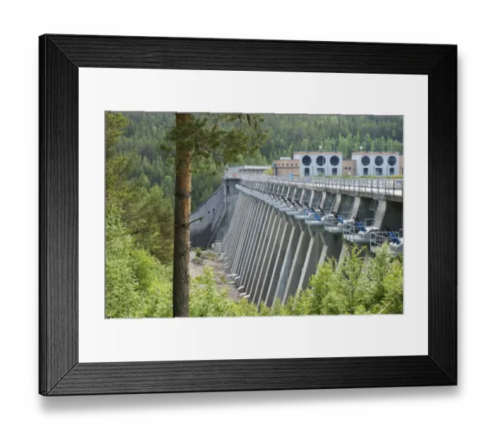Framed Print : Hydroelectricity dam on river, Romsele Powerstation, Faxalven (Fax River), Angermanland, Sweden, June Framed Print : Hydroelectricity dam on river, Romsele Powerstation, Faxalven (Fax River), Angermanland, Sweden, June