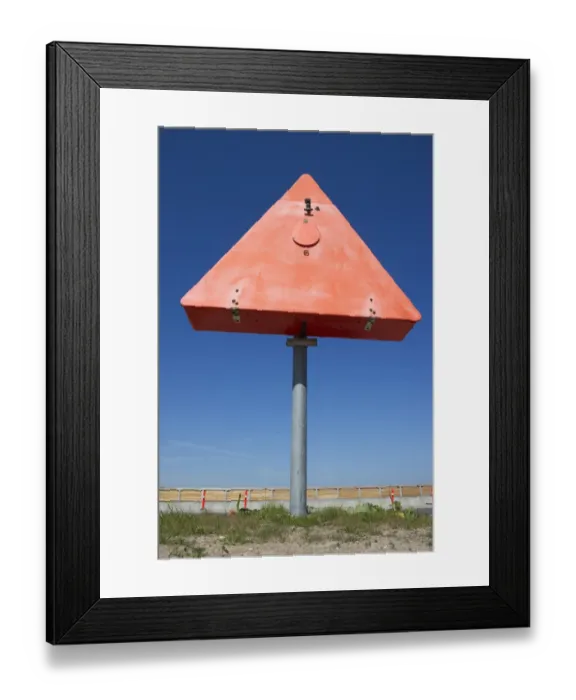 Framed Print : Sign for sea traffic, Fynhavn, Baltic Sea, Denmark, may Framed Print : Sign for sea traffic, Fynhavn, Baltic Sea, Denmark, may
