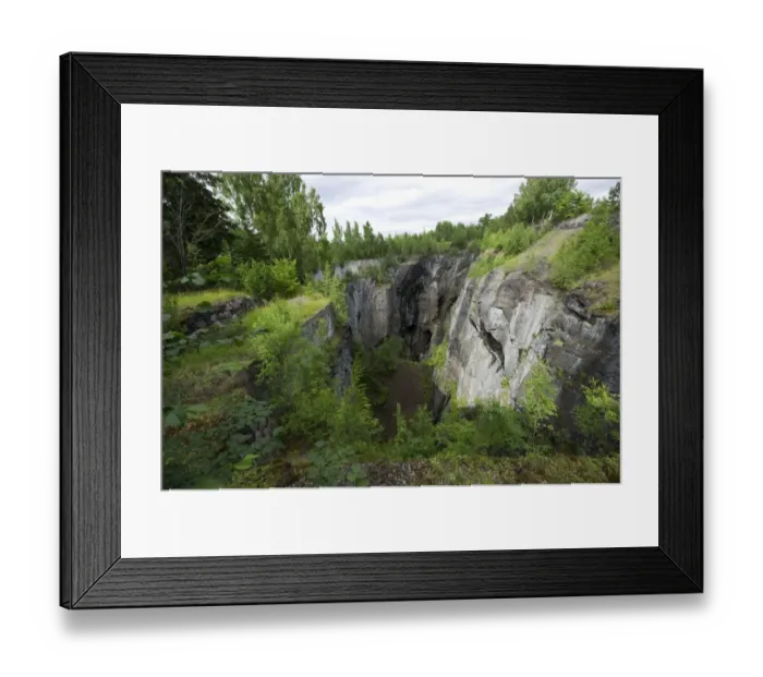 Framed Print : Disused iron ore open-pit mine, Dannemora Mine, Uppland, Sweden, july Framed Print : Disused iron ore open-pit mine, Dannemora Mine, Uppland, Sweden, july