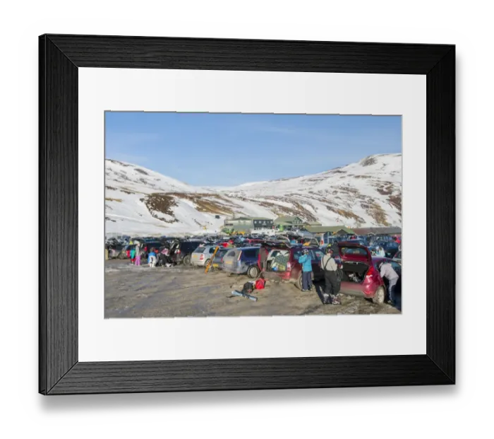 Framed Print : Ski resort carpark, buildings and chairlift in snow, Glenshee Ski Centre, Grampian Mountains, Aberdeenshire, Highlands Framed Print : Ski resort carpark, buildings and chairlift in snow, Glenshee Ski Centre, Grampian Mountains, Aberdeenshire, Highlands