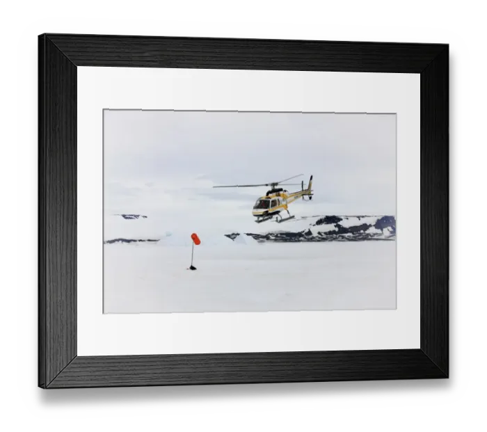 Framed Print : Tourists in helicopter, landing on snow, Devil Island, Weddell Sea, Antarctica, December Framed Print : Tourists in helicopter, landing on snow, Devil Island, Weddell Sea, Antarctica, December
