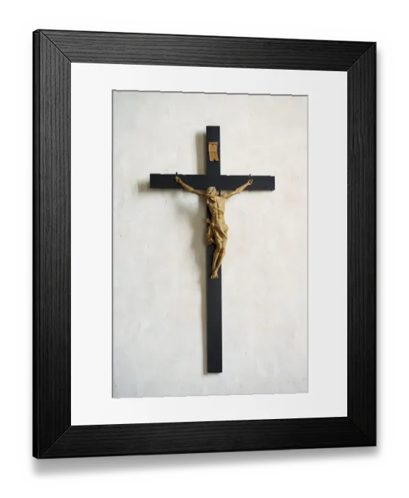 Framed Print : Crucifix on cathedral wall, Strangnas Cathedral, Sodermanland, Sweden, august