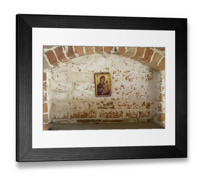 Framed Print : Icon of Mary and Jesus on church wall, Vendels Church, Uppland, Sweden, june