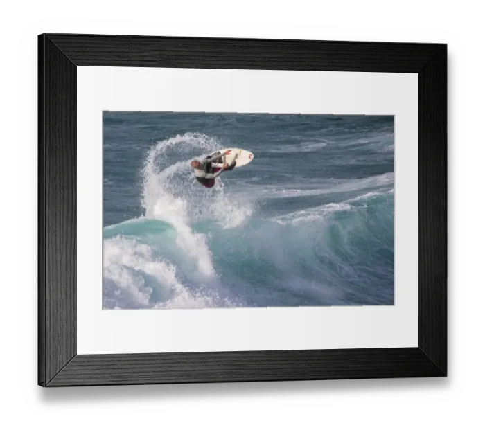 Framed Print : Man surfing on wave, Sennen Cove, Sennen, Cornwall, England, May Framed Print : Man surfing on wave, Sennen Cove, Sennen, Cornwall, England, May