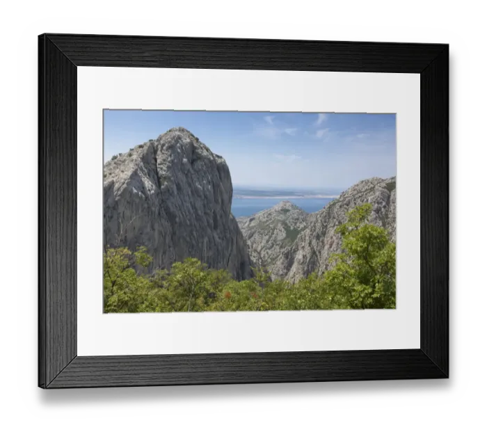 Framed Print : View of karst canyon and coastline, Paklenica N. P. Dalmatia, Croatia, July Framed Print : View of karst canyon and coastline, Paklenica N. P. Dalmatia, Croatia, July