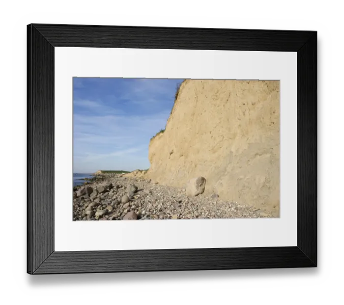 Framed Print : View of coastline with pebble beach and sea cliff, Sjalland (Zealand), Baltic Sea, Denmark, may Framed Print : View of coastline with pebble beach and sea cliff, Sjalland (Zealand), Baltic Sea, Denmark, may