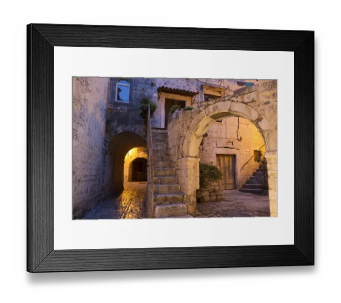 Framed Print : Archway and house in old town at night, Trogir, Dalmatia, Croatia, July Framed Print : Archway and house in old town at night, Trogir, Dalmatia, Croatia, July