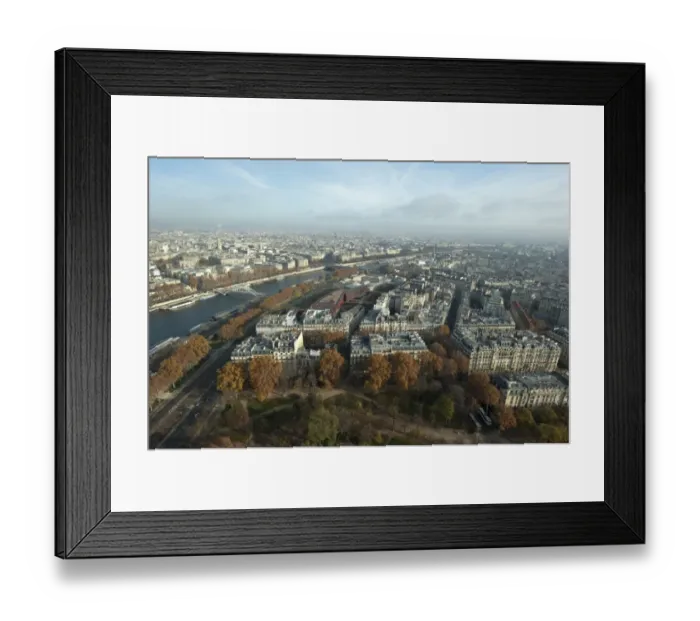 Framed Print : View over city and river, viewed from Eiffel Tower, River Seine, Paris, France, November Framed Print : View over city and river, viewed from Eiffel Tower, River Seine, Paris, France, November