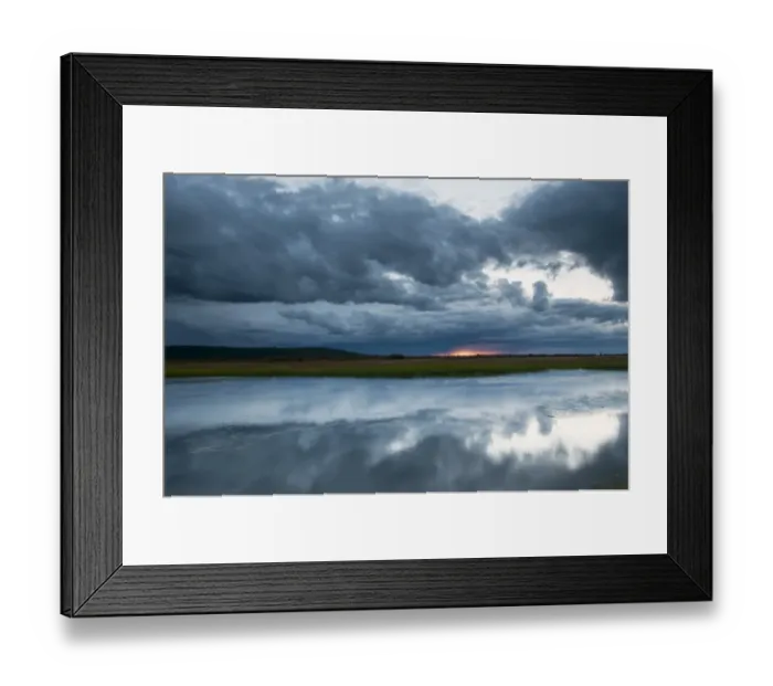Framed Print : View of rainclouds over lake habitat at sunset, Muonio, Lapland, Finland, September Framed Print : View of rainclouds over lake habitat at sunset, Muonio, Lapland, Finland, September