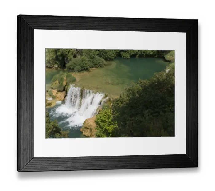 Framed Print : View of river and waterfall, Krka River, Krka N. P. Dalmatia, Croatia, July