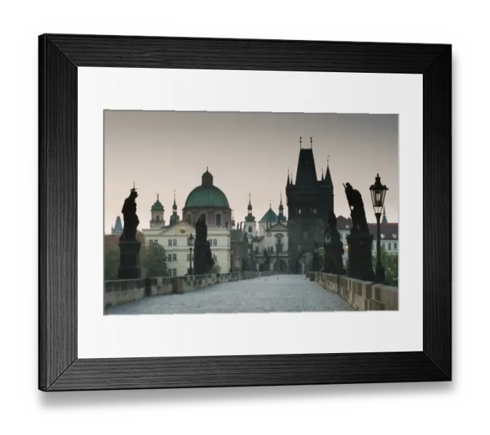 Framed Print : Statues on Charles Bridge (Karluv Most) at dawn, Vltava River, Prague, Czech Republic, May Framed Print : Statues on Charles Bridge (Karluv Most) at dawn, Vltava River, Prague, Czech Republic, May