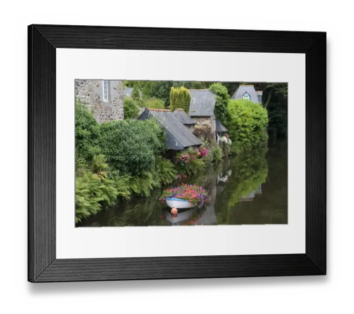 Framed Print : Decorative floral boat in river, Pontrieux, Cotes-d Armor, Brittany, France, September Framed Print : Decorative floral boat in river, Pontrieux, Cotes-d Armor, Brittany, France, September