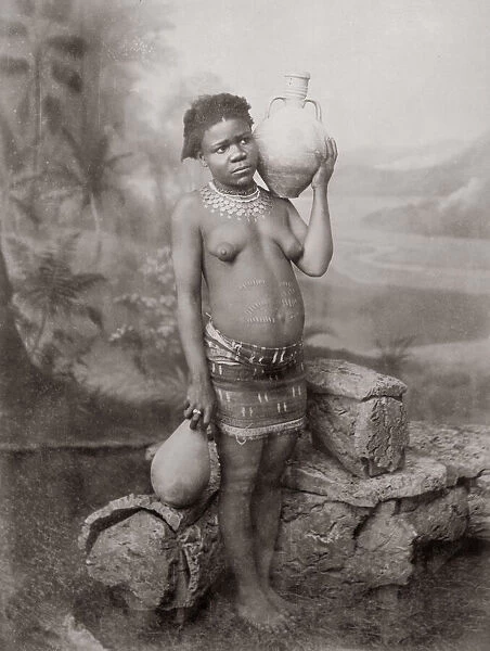 Abyssinian woman with water pots, Egypt, c. 1890