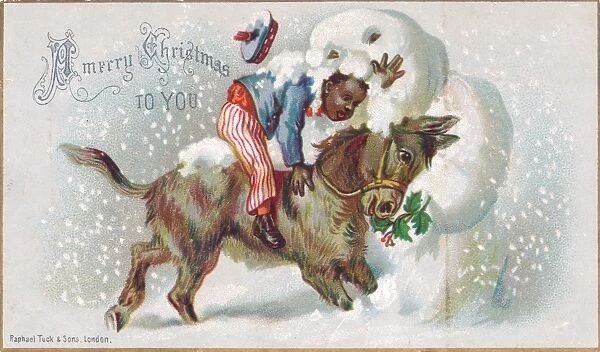 Accident with snowman on a Christmas card