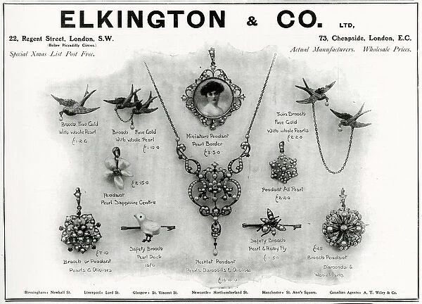 Advert for Elkington & Co Edwardian jewellery 1906