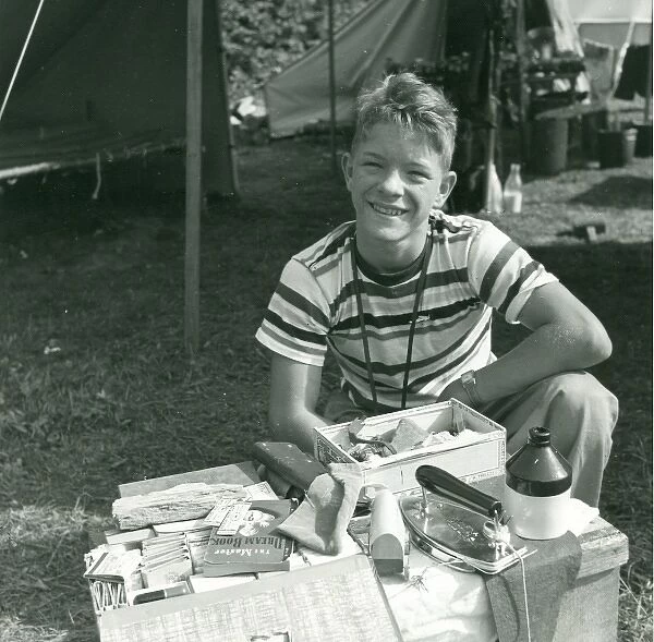 American Scout at a camp