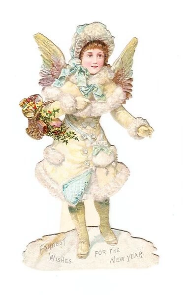 Angel on a Victorian New Year scrap
