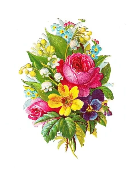 Assorted flowers on a Victorian scrap