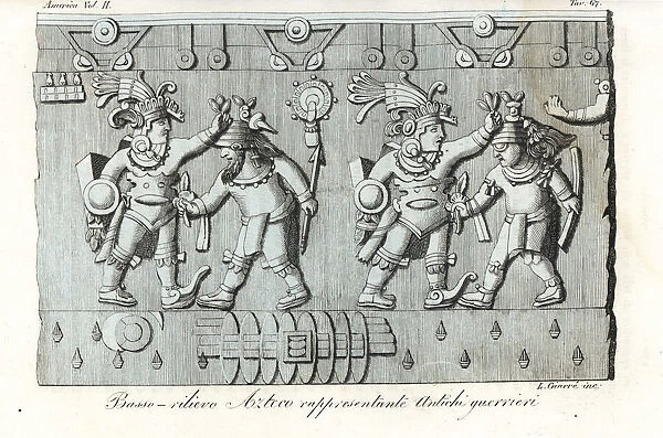 Aztec bas-relief depicting ancient warriors