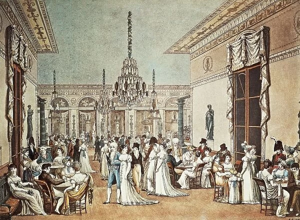 Caf順rascati in Paris, 1807. Engraving by Philibert-Louis