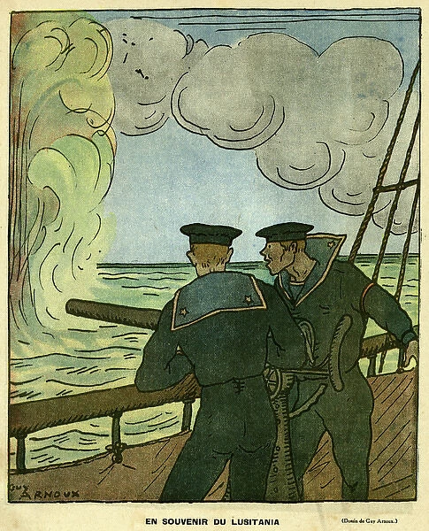 Cartoon, In Memory of the Lusitania, WW1