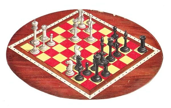 Chess board with pieces on a greetings card