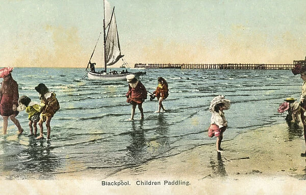 Children paddling in the sea - Blackpool Beach