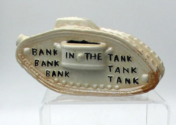 Childs patriotic pottery tank entitled Bank In The Tank