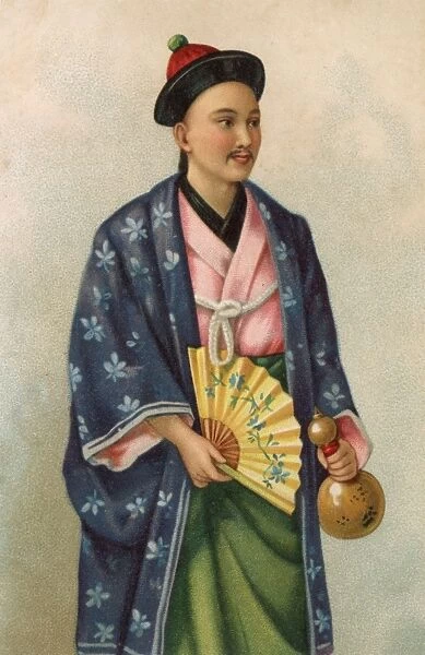 Chinese Mandarin with fan and bottle