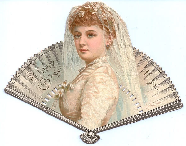 Christmas card in the form of a fan