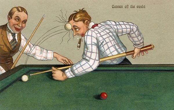 Comic Postcard - Sport - Billiards - Cannon off the cush