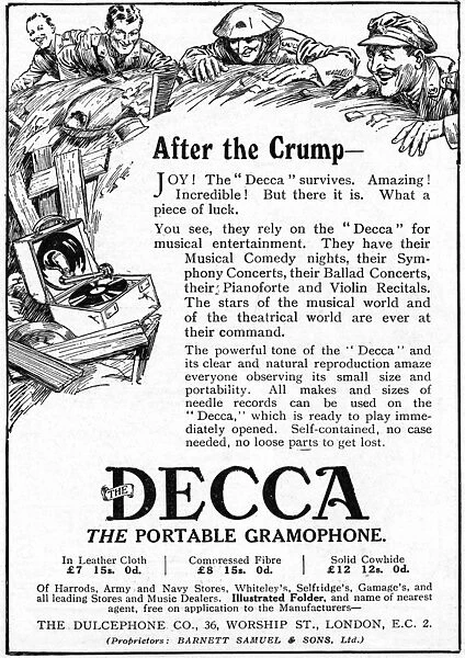 Decca advertisement, WW1