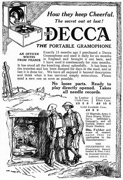 Decca gramophone advertisement, WW1