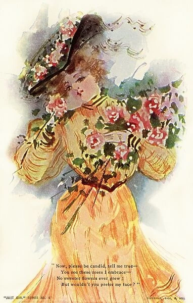 Edwardian girl with roses
