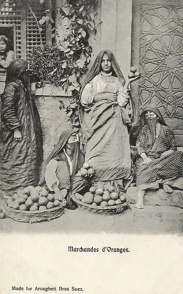 Egyptian Orange Sellers posing